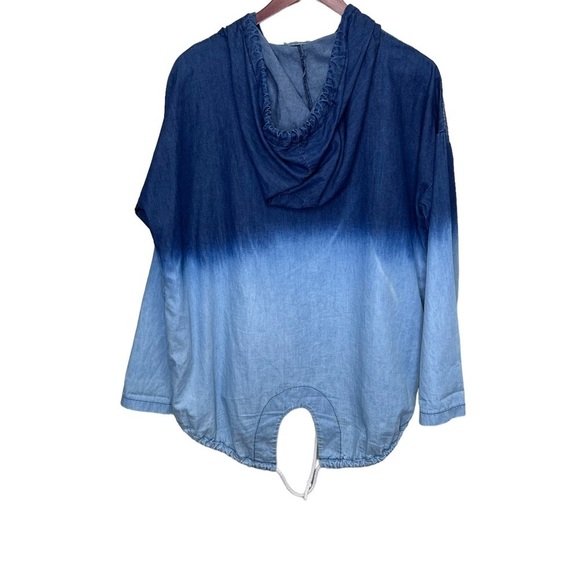 Angela Mara Blue Ombré Sequin Lightweight Hooded Jacket Size Small - Picture 2 of 11